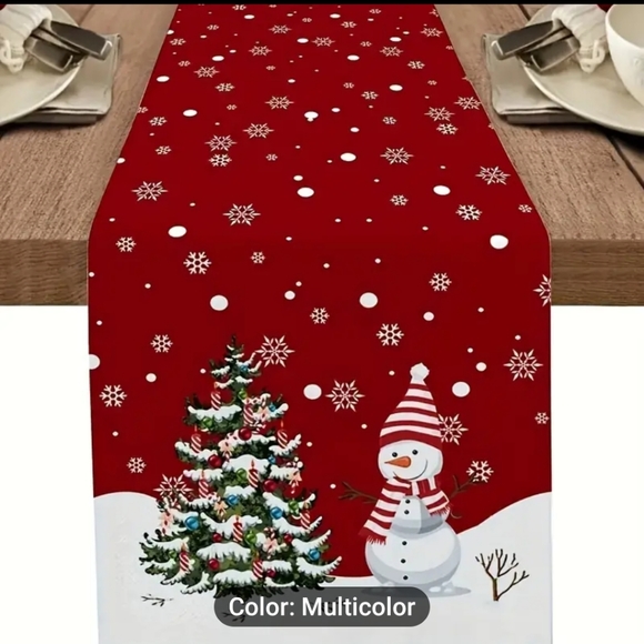 Cute Snowman with Tree Table Runner 13x72 - Picture 1 of 2